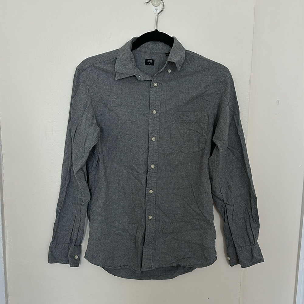 Uniqlo Grey Cotton Button Down Shirt
